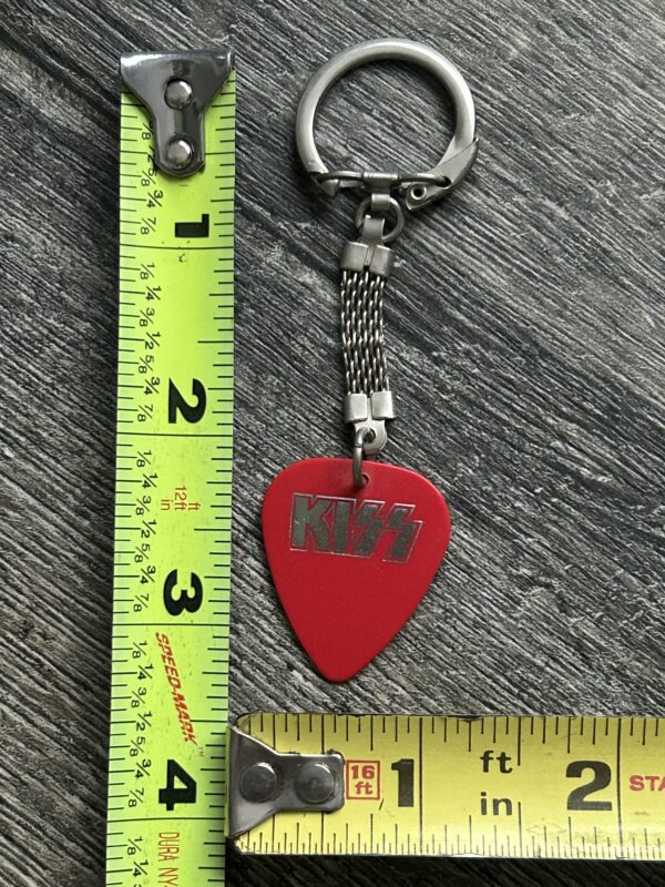 KISS Guitar Pick Keychain Red Silver Logo Vintage Kiss Memorabilia 1980's