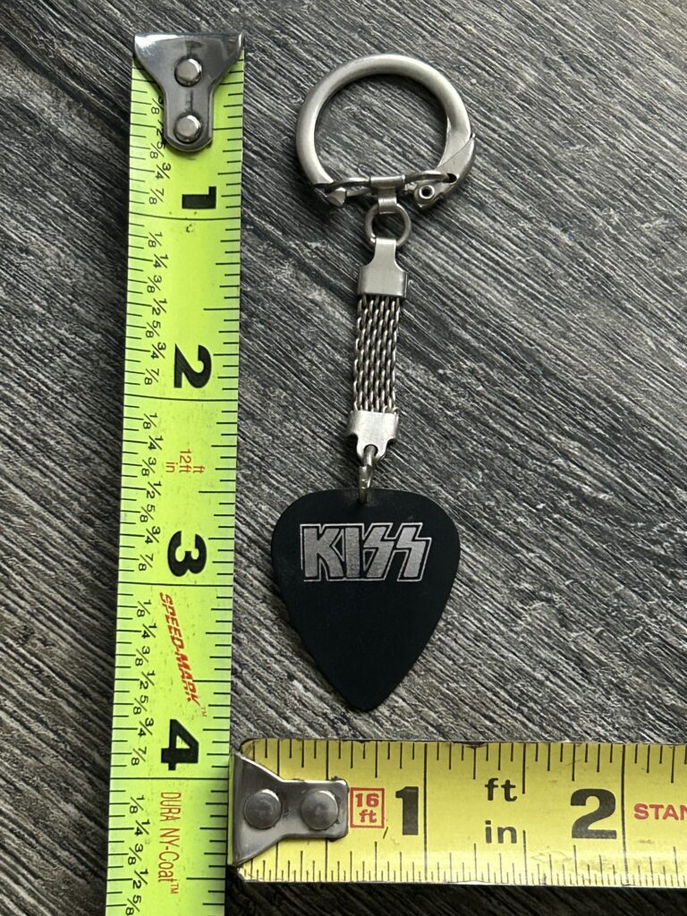 KISS Guitar Pick Keychain Black Silver Logo Vintage Kiss Memorabilia 1980's