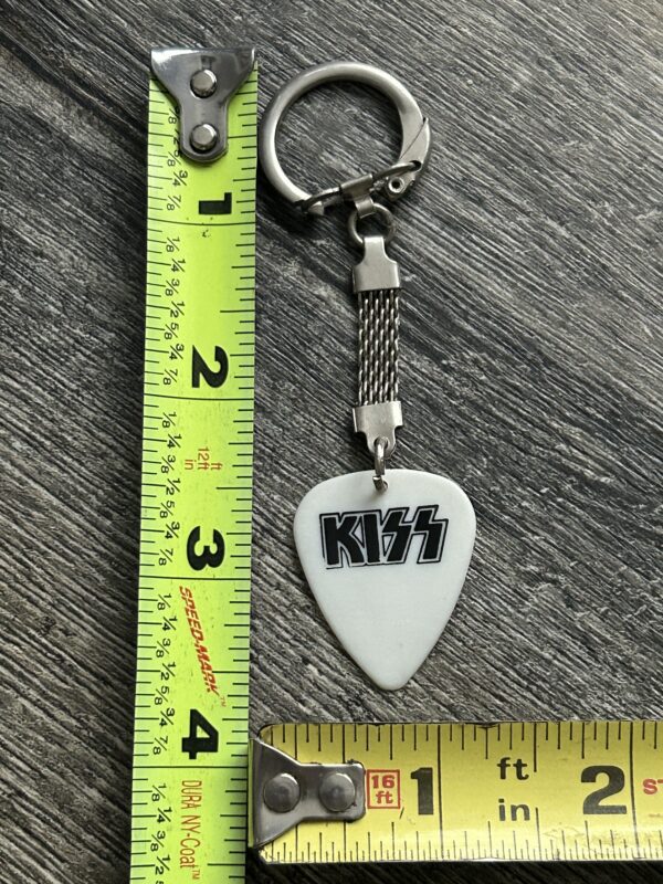 KISS Guitar Pick Keychain White Black Logo Vintage Kiss Memorabilia 1980's