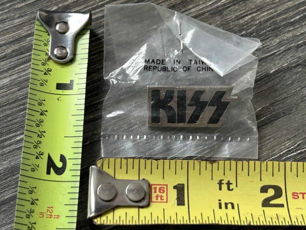 KISS Pin Badge Silver Metal Black Kiss Logo Sealed Vintage Kiss Memorabilia