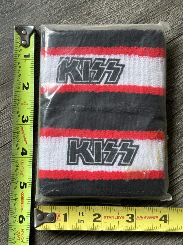 KISS Wristband Set Black Logo Red White Knit Vintage Kiss Memorabilia 1980's