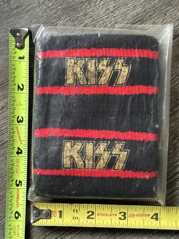 KISS Wristband Set Gold Logo Black Red Knit Vintage Kiss Memorabilia 1980's