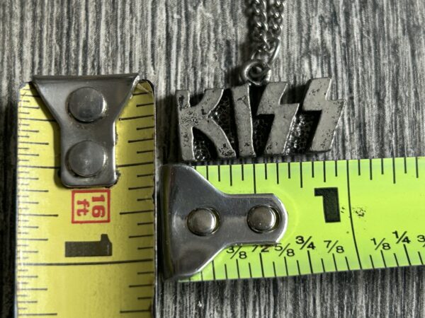 KISS Pendant Necklace Jewelry Black Enamel Silver Metal 1992 UNWORN Vintage Kiss