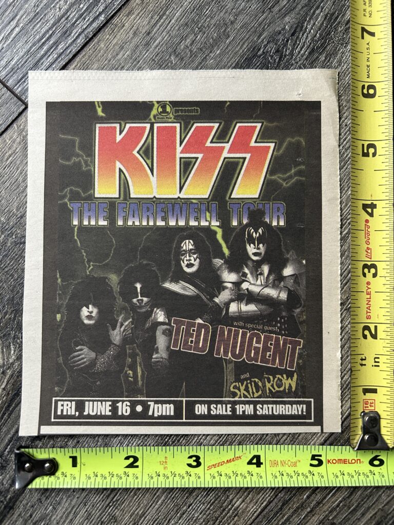 KISS Concert Ad Advert Farewell Tour Philadelphia PA June 16 2001 Vintage Kiss A
