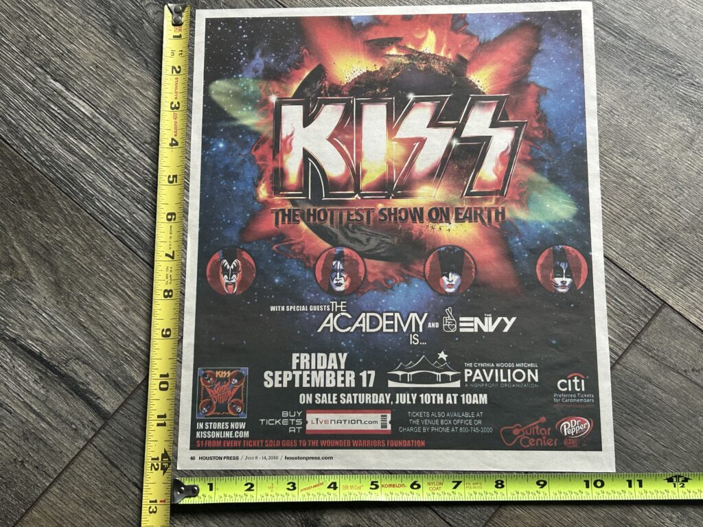 KISS Concert Ad Advert Hottest Show On Earth Tour Houston TX Sep 2010 Sonic Boom