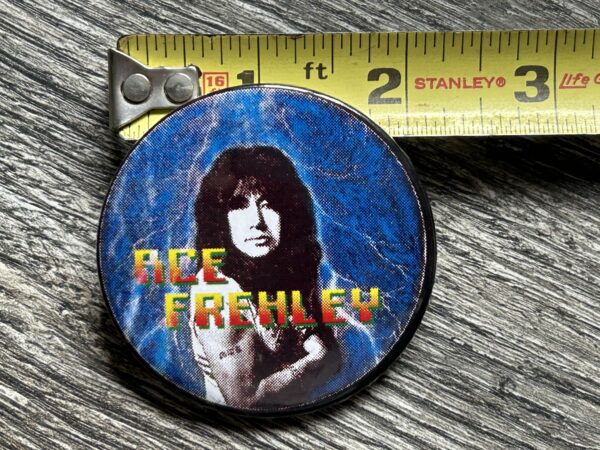 Kiss Button Pin Badge ACE FREHLEY Trouble Walkin Dark Blue Vintage Kiss