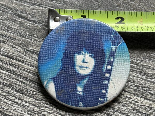 Kiss Button Pin Badge ACE FREHLEY Trouble Walkin Blue Vintage Kiss Memorabilia