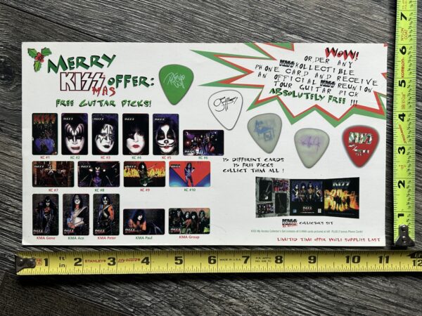KISS Postcard Promo Ad Guitar Pick w/ Phone Card Offer Reunion 1997 Vintage Kiss