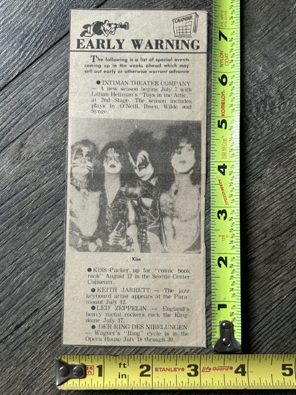 KISS Concert Ad Love Gun Can Am Tour Seattle Aug 12 1977 Vintage Kiss Aucoin