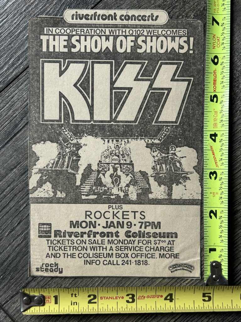 KISS Concert Ad Alive 2 Tour Cincinnati Ohio Jan 9 1978 Vintage Kiss Aucoin