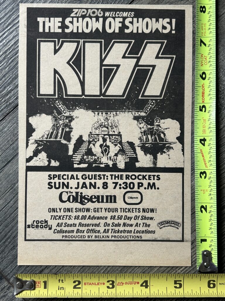 KISS Concert Ad Advert Alive 2 Tour Richfield Ohio Jan8 1978 Vintage Kiss Aucoin