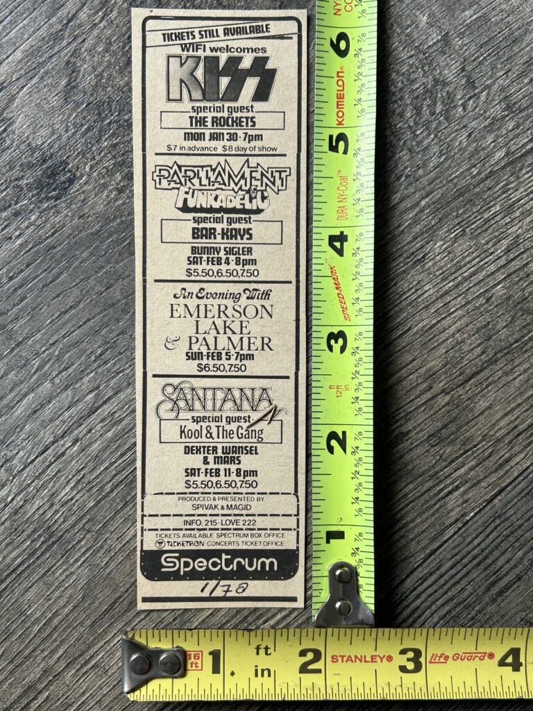 KISS Concert Ad Alive 2 Tour Philadelphia Jan 30 1978 Vintage Kiss Aucoin A