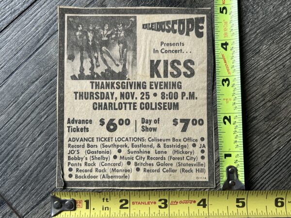 KISS Concert Ad Rock And Roll Over Tour Charlotte NC Nov 25 Vintage Kiss Aucoin