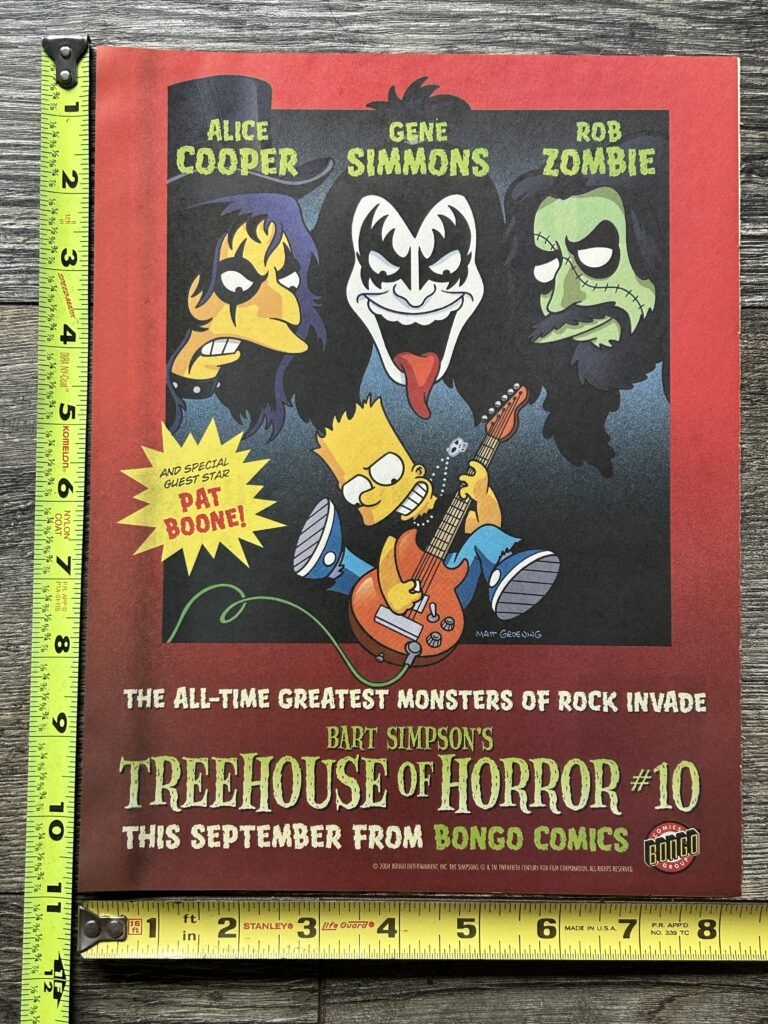 KISS Comic Ad GENE SIMMONS Bart Simpson's Treehouse Of Horror #10 Bongo 2004 B