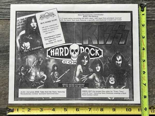 KISS Comic Ad Flyer Pre-History Hard Rock Revolutionary Comics 2sided Vintage