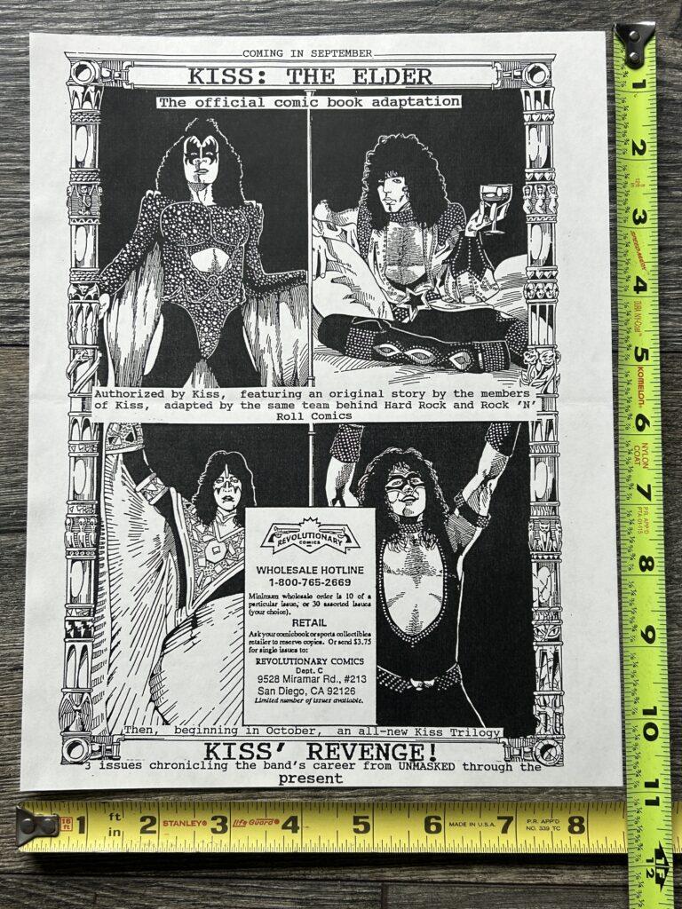 KISS Comic Ad Flyer The Elder Pre-History Revolutionary Comics 2sided Vintage A
