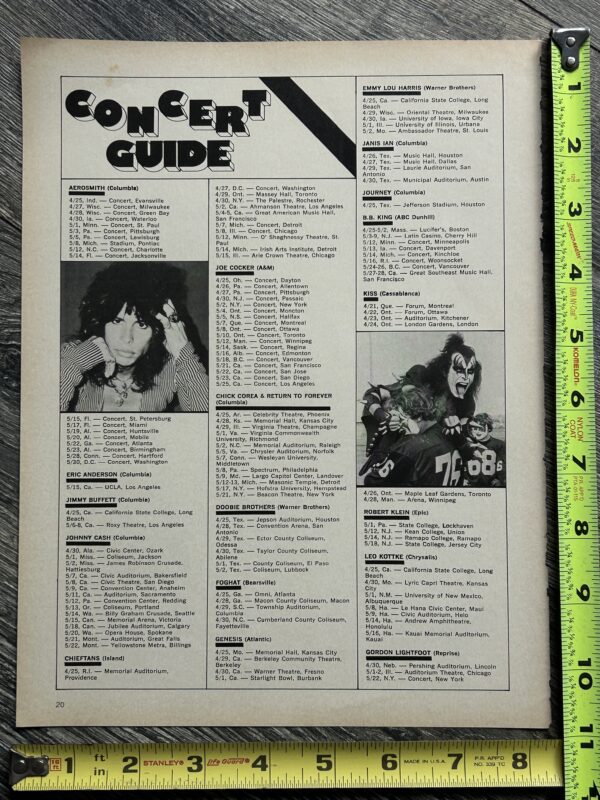 KISS Concert Ad Alive Destroyer Tour Canada Dates April 1976 Vintage Kiss Aucoin