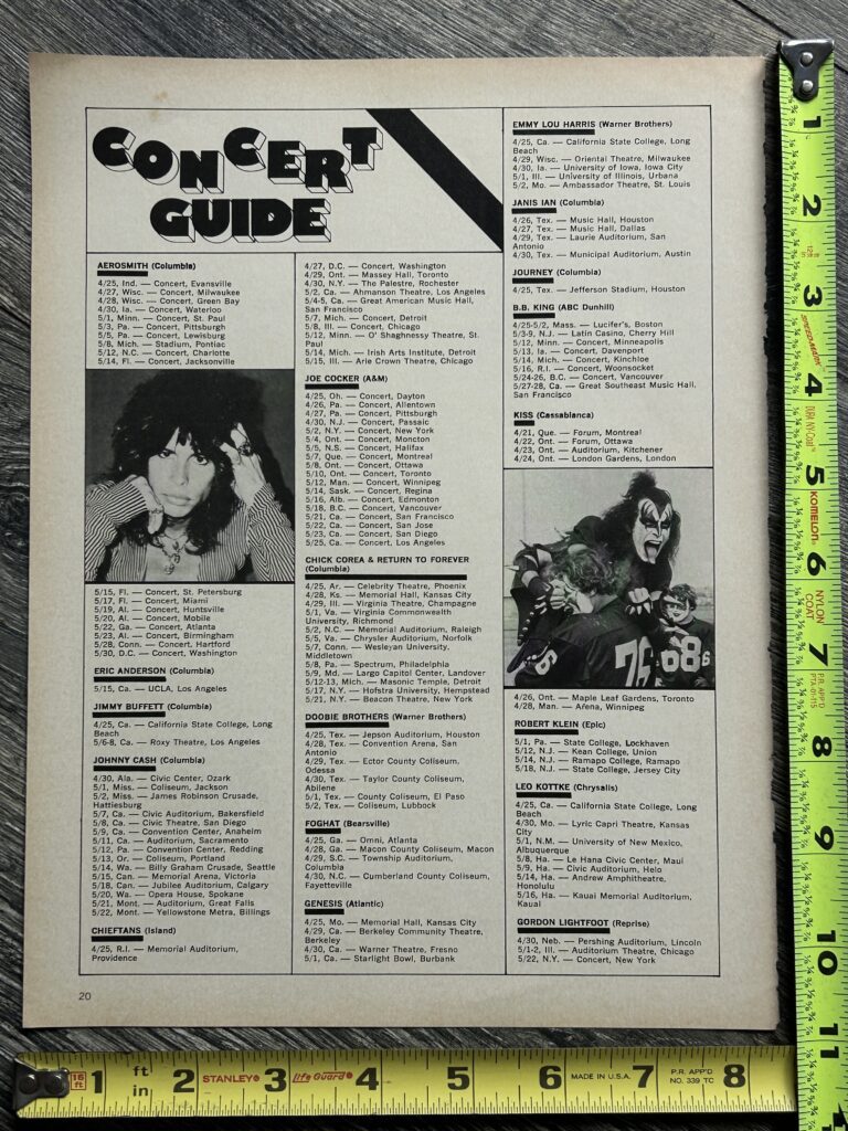 KISS Concert Ad Alive Destroyer Tour Canada Dates April 1976 Vintage Kiss Aucoin