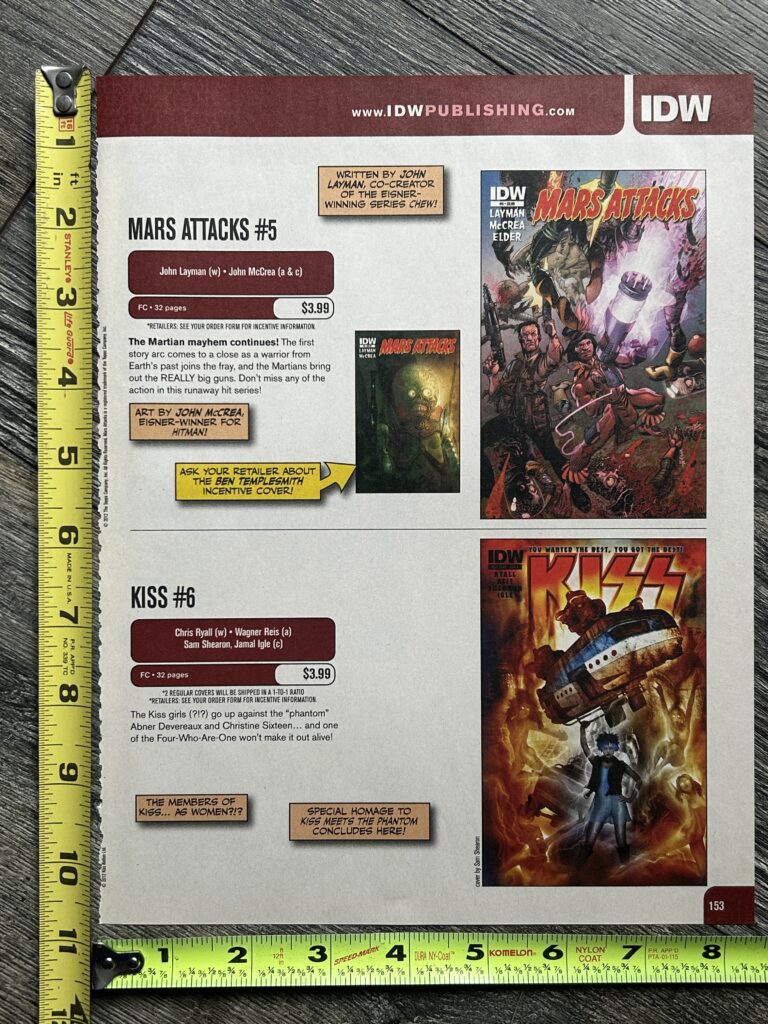 KISS Comic Ad Advert Kiss #6 IDW Comics Vintage Kiss Memorabilia
