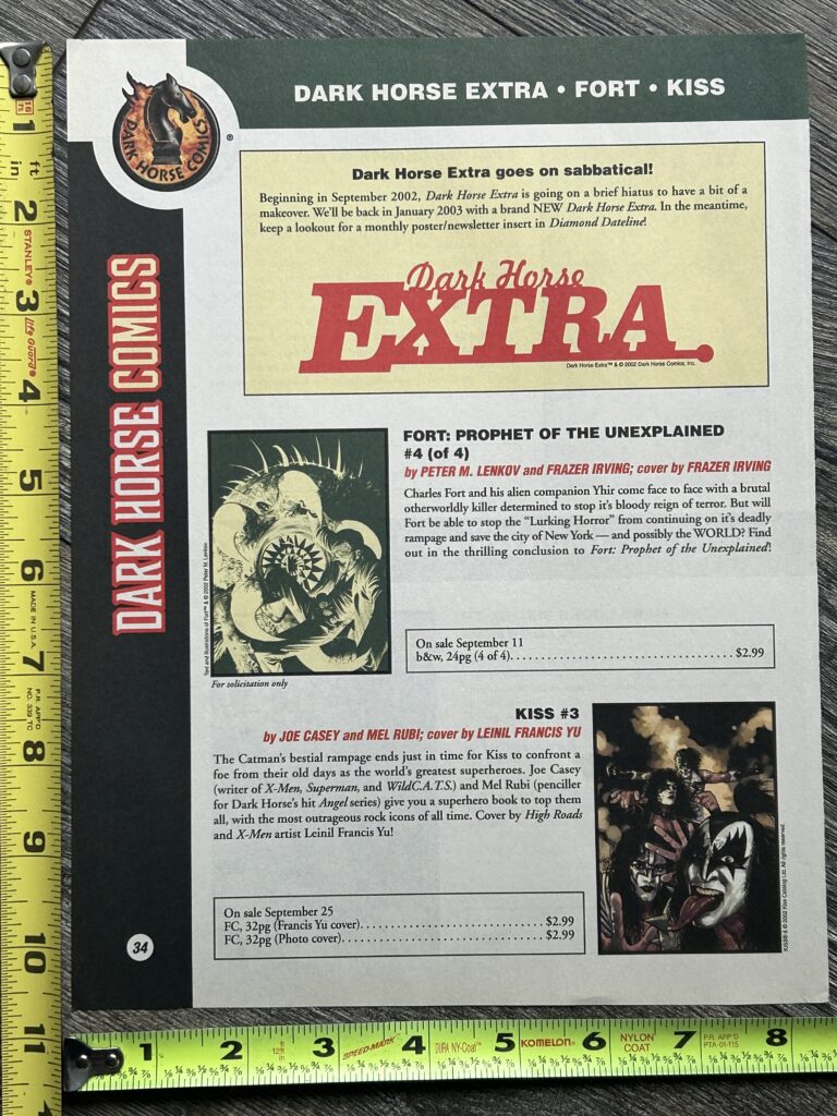 KISS Comic Ad Advert Kiss #3 Dark Horse Comics 2002 Vintage Kiss Memorabilia