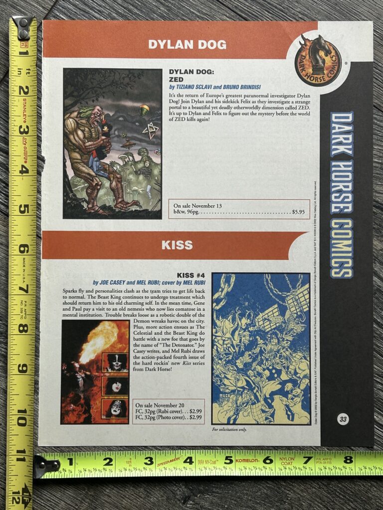 KISS Comic Ad Advert Kiss #4 Dark Horse Comics 2002 Vintage Kiss Memorabilia