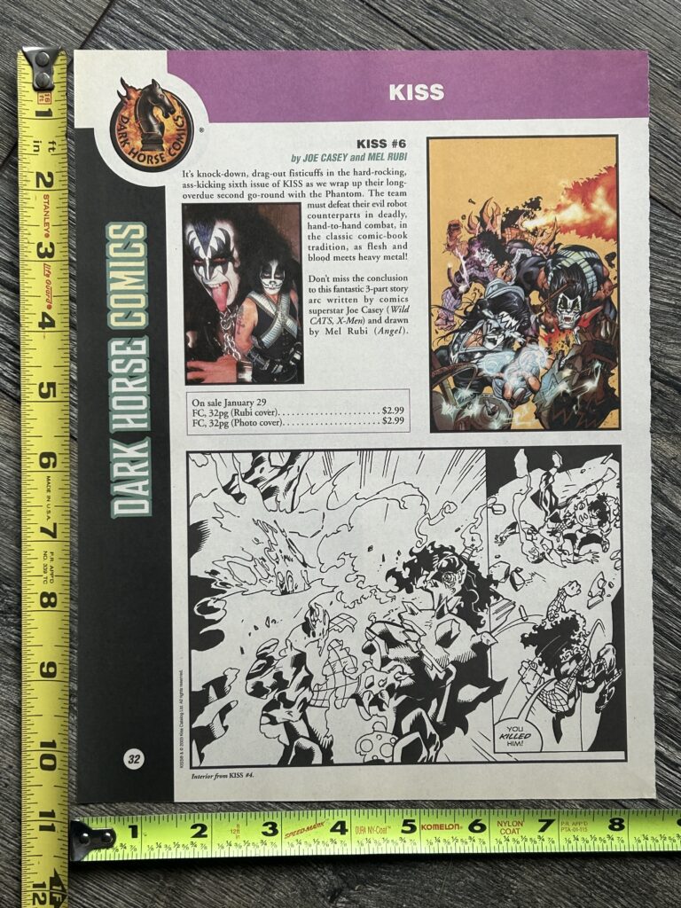 KISS Comic Ad Advert Kiss #6 Dark Horse Comics 2003 Vintage Kiss Memorabilia
