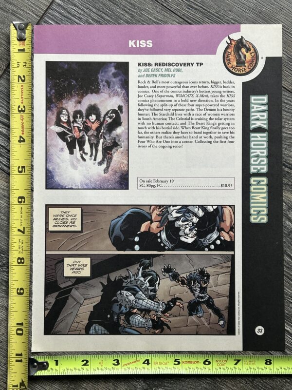 KISS Comic Ad Advert Kiss Dark Horse Comics Rediscovery Trade Paperback 2003