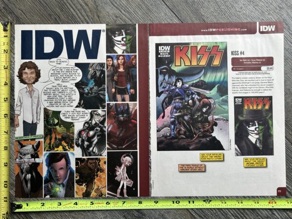 KISS Comic Ad KISS #4 IDW Comics Catman Cover Variant 2pc Lot Kiss Memorabilia