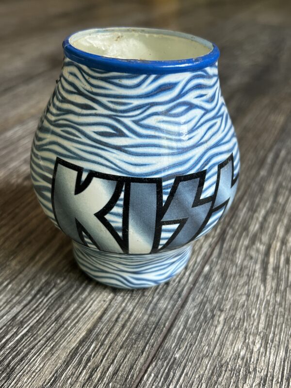 KISS Candle Logo Blue Stripes 4" Reunion Tour Era 1996 Vintage Kiss Memorabilia