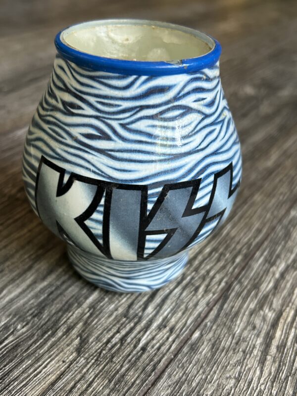 KISS Candle Logo Blue Stripes 4" Reunion Tour Era 1996 Vintage Kiss Memorabilia