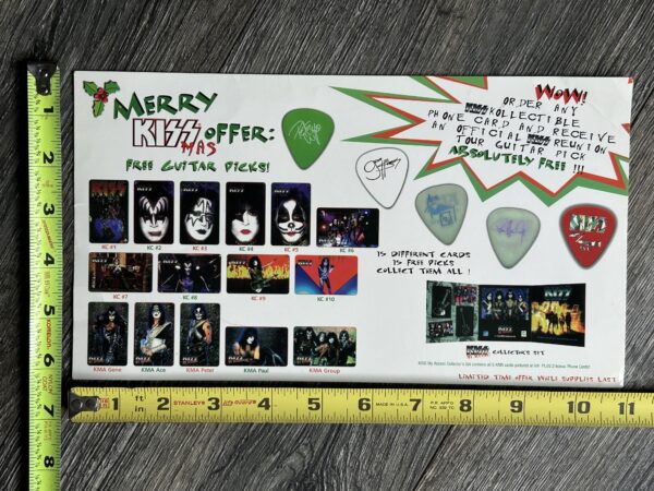 KISS Postcard Promo Ad Guitar Pick w/ Phone Card Offer Reunion 1997 Vintage Kiss