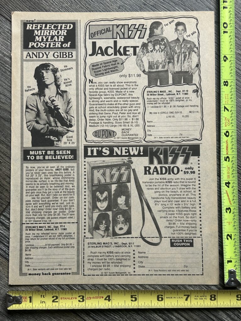 KISS Ad Advert Tyvek Flame Jacket Kiss Radio Order Form 1977 Vintage Kiss Aucoin