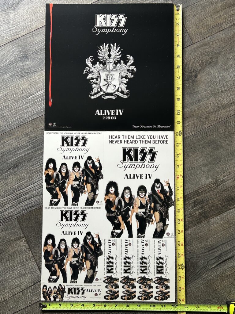 KISS Poster Alive IV Symphony Promo MultiSection 2side Unperforated Vintage Kiss