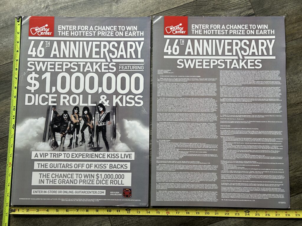 KISS Poster Promo Sonic Boom Guitar Center Sweepstakes 2pc Lot 2010 Vintage Kiss