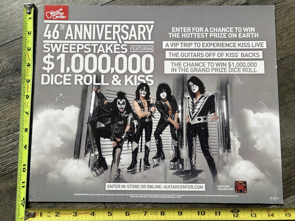 KISS Poster Promo Sonic Boom Guitar Center Sweepstakes Vintage Kiss Memorabilia