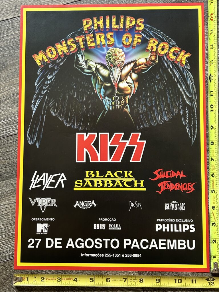 KISS Concert Poster Philips Monsters Of Rock Pacaembu Brazil 1994 Vintage Kiss