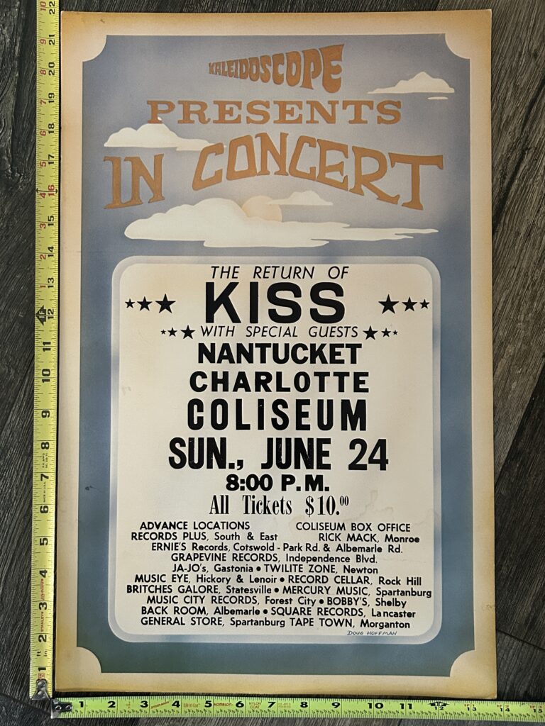 KISS Concert Poster Dynasty Tour Charlotte NC June 24 1979 Vintage Kiss Aucoin