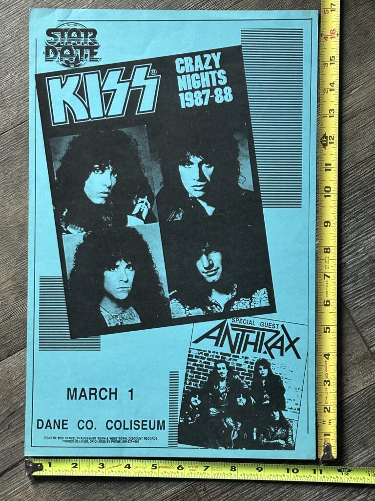 KISS Concert Poster Crazy Nights Tour Madison WI Mar 1 Vintage Kiss Carr Kulick