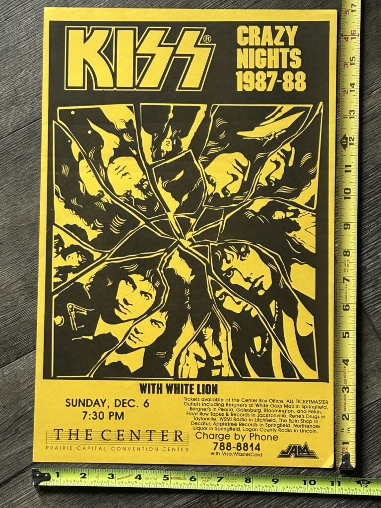 KISS Concert Poster Crazy Nights Tour Springfield Dec 6 Vintage Kiss Carr Kulick