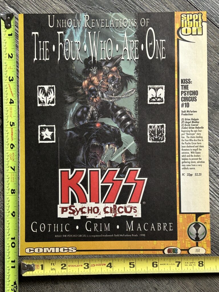 KISS Ad Advert Promo Psycho Circus Comic #10 McFarlane Image Comics Vintage Kiss
