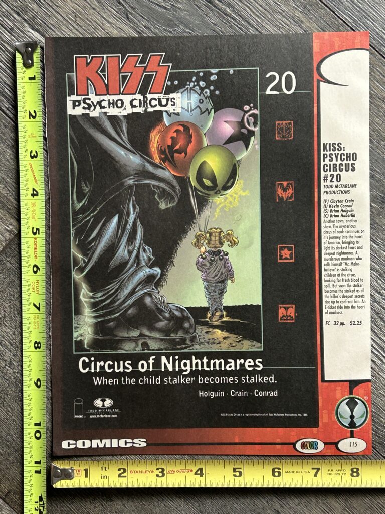 KISS Ad Advert Promo Psycho Circus Comic #20 McFarlane Image Comics Vintage Kiss