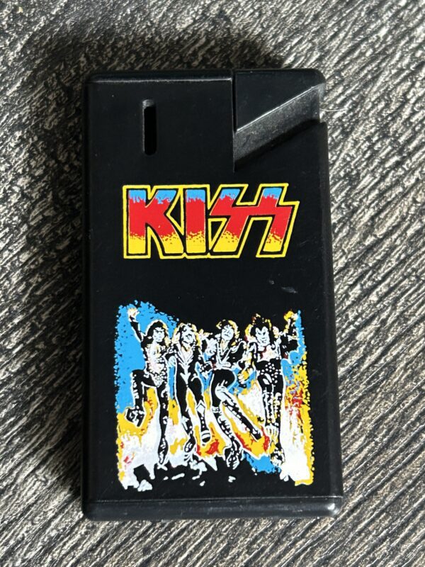 KISS Lighter Push Button Destroyer Used Empty Refillable Vintage Kiss 1980's