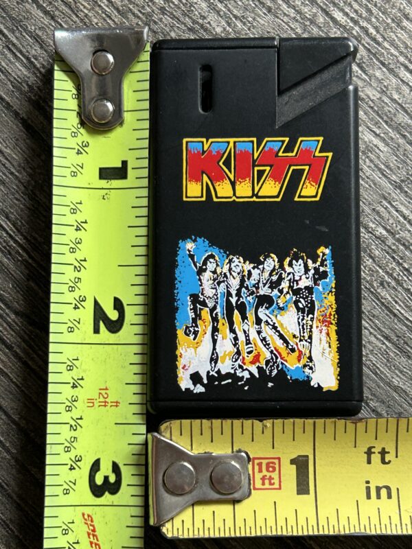 KISS Lighter Push Button Destroyer Used Empty Refillable Vintage Kiss 1980's
