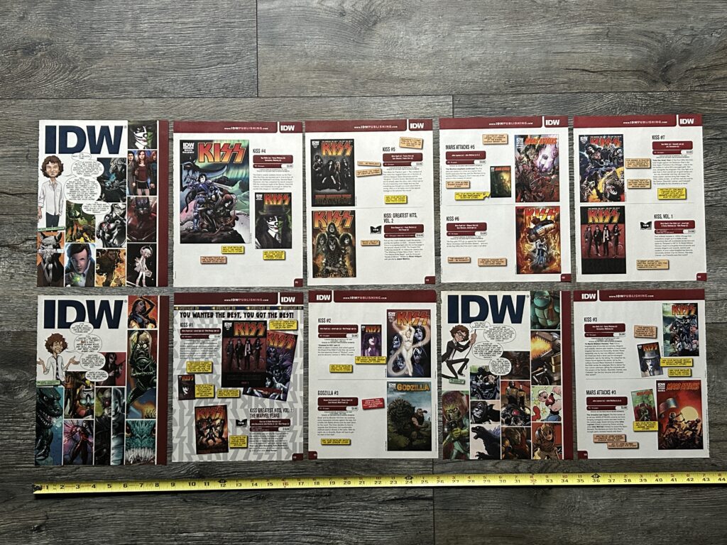 KISS Ad Advert Promo IDW Comics #1 2 3 4 5 6 7 10pc Lot Vintage Kiss Memorabilia