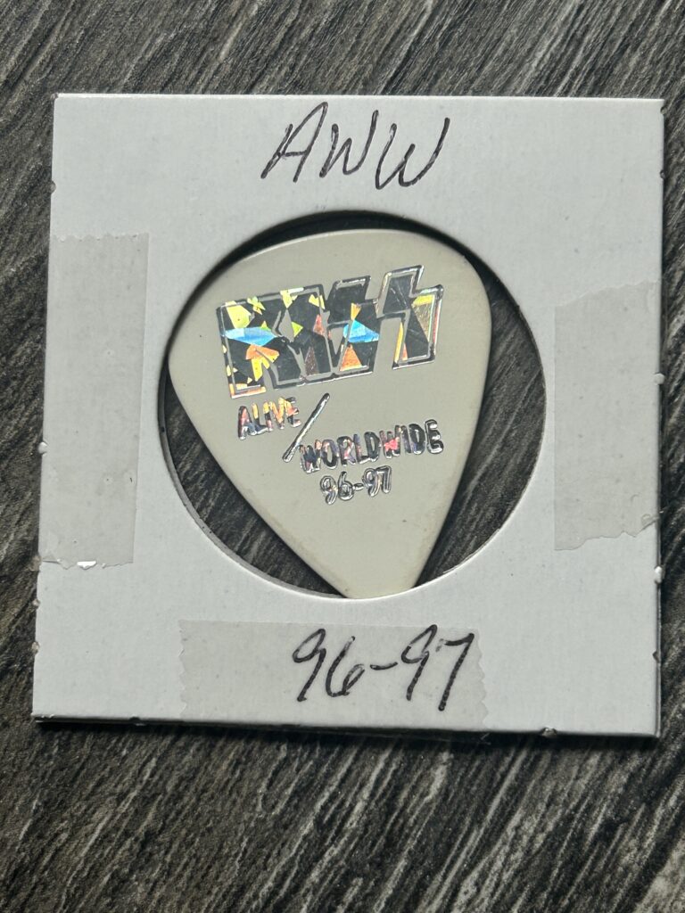 KISS Guitar Pick ACE FREHLEY Alive Worldwide Reunion Tour White Silver Prism