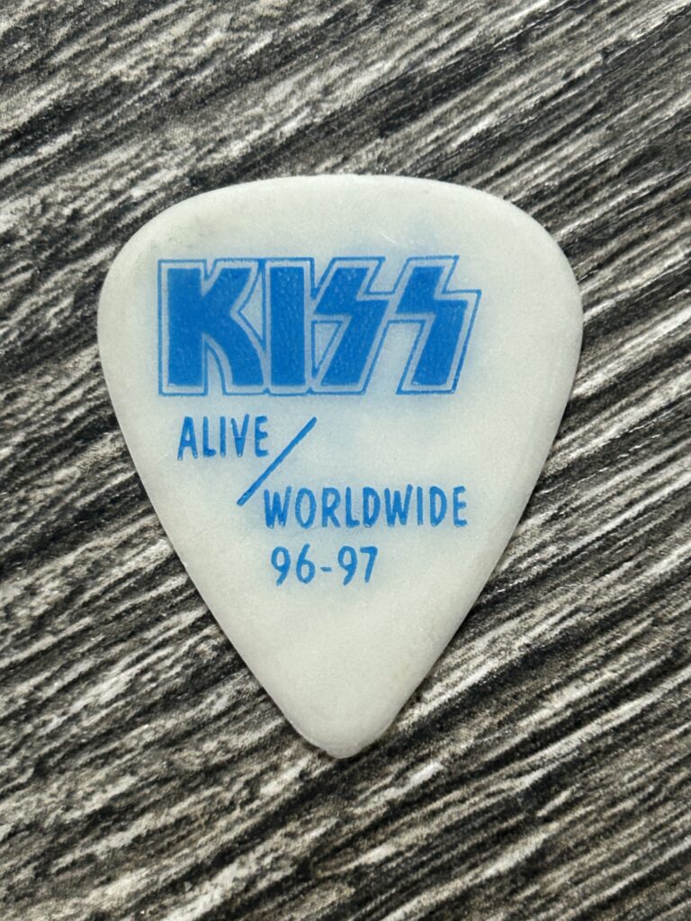 KISS Guitar Pick ACE FREHLEY Alive Worldwide Reunion Glow In The Dark White Blue