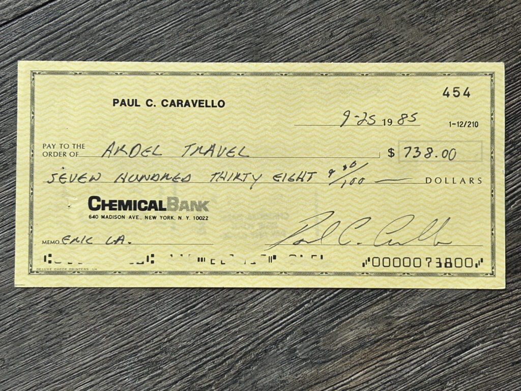 KISS Eric Carr Personal Check Signed 1985 Vintage Kiss Autograph Asylum Era