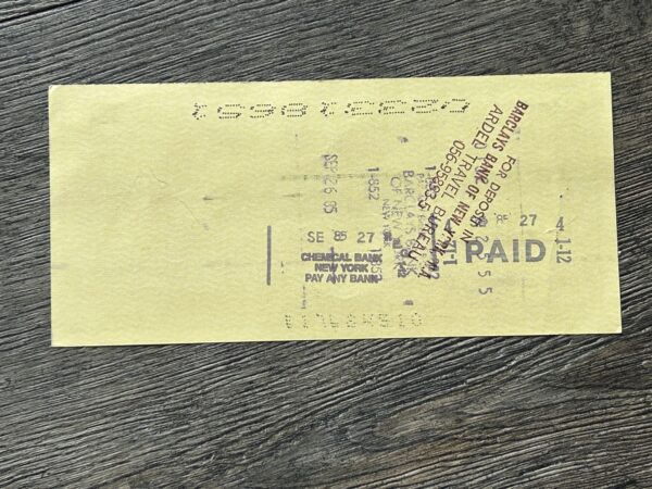KISS Eric Carr Personal Check Signed 1985 Vintage Kiss Autograph Asylum Era