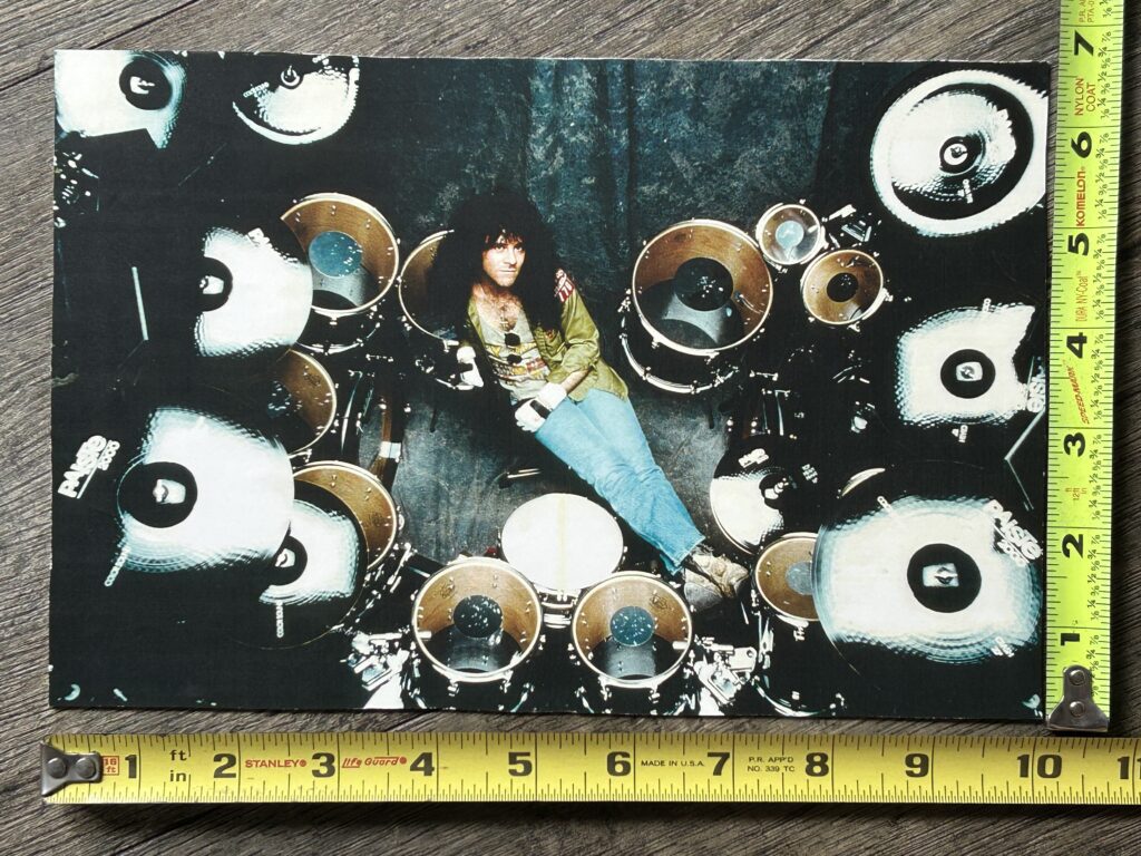KISS Photo Card ERIC CARR Crazy Nights Black Drumset Vintage Kiss Memorabilia
