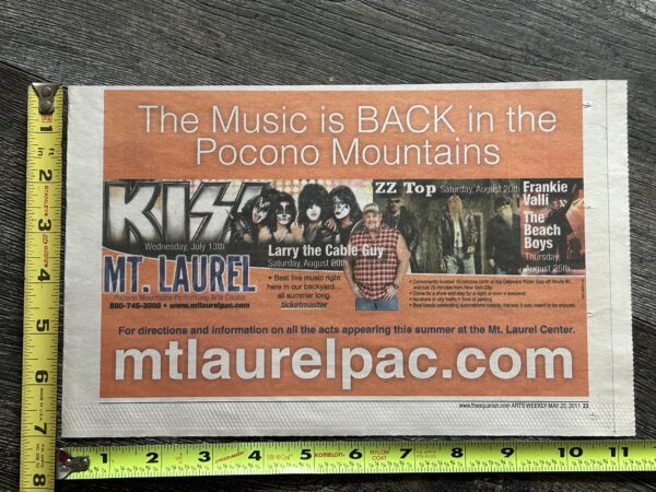 KISS Concert Ad Hottest Tour Mt. Laurel Poconos 2011 Vintage Kiss Memorabilia